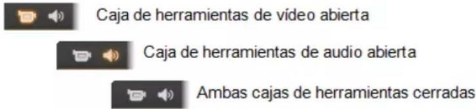 Caja de herramientas de vídeo abierta Caja de herramientas de audio abierta Ambas cajas de herramientas cerradas