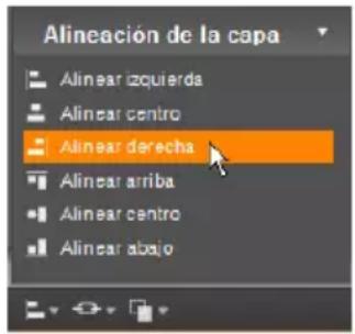 Alineación de la capa Alinear izquierda Alinear centro Alinear derecha Alinear arriba Alinear centro Alinear abajo