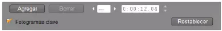 Agregar Borrar 0:00:12.04 Fotogramas clave Restablecer