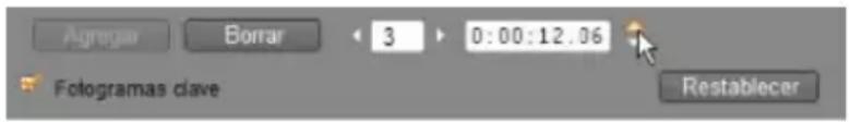 Agragar Borrar 3 0:00:12.06 Fotogramas clave Restablecer
