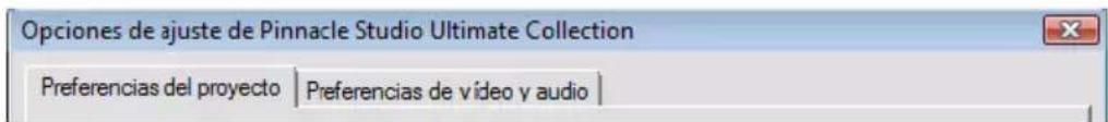 Opciones de ajuste de Pinnacle Studio Ultimate Collection Preferencias del proyecto | Preferencias de vídeo y audio