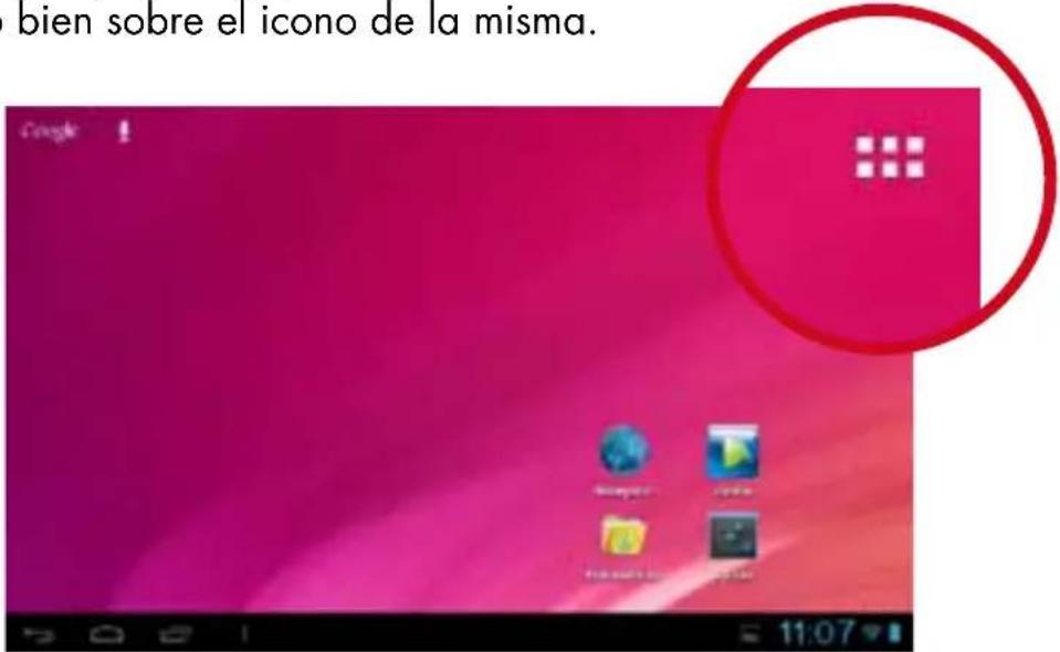 bien sobre el icono de la misma.