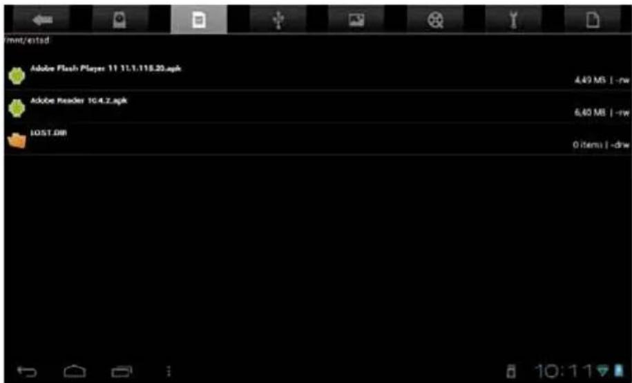 mnt/entsd Adobe Flash Player 11 11.1.115.20.apk 4.49 MB | -rw Adobe Reader 10.4.2.apk 6.40 MB | -rw 10:57.DB 0 items | -drw