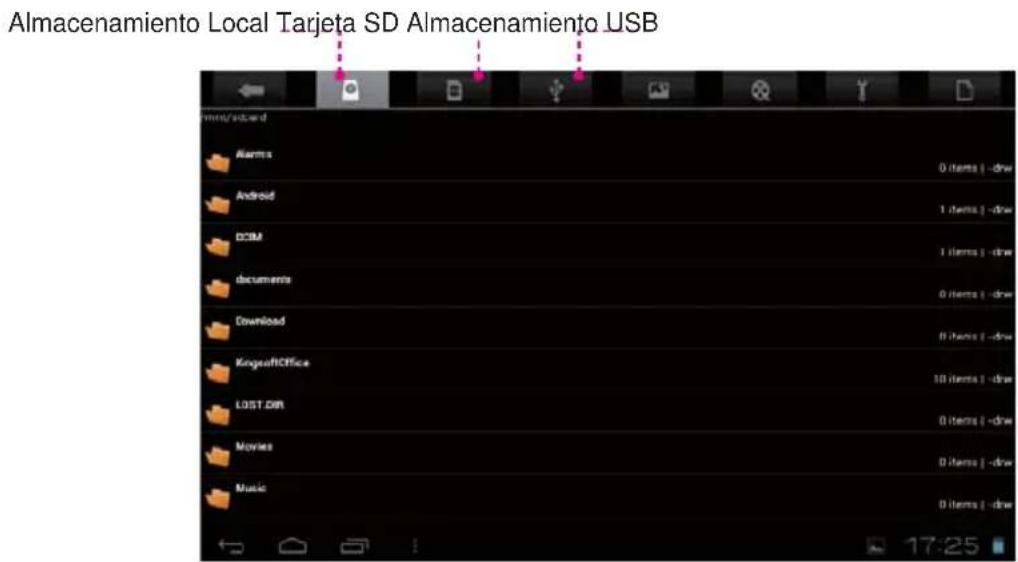 Almacenamiento Local Tarjeta SD Almacenamiento USB mms/svond Alarms Android DCIM documents Download KingsoftOffice LOST DR Movies Music 0 items | -dw 1 item | -dw 1 item | -dw 0 item | -dw 0 item | -dw 0 item | -dw 10 item | -dw 0 item | -dw 0 item | -dw 0 item | -dw 0 item | -dw 17:25