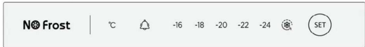 NO Frost | °C -16 -18 -20 -22 -24 SET