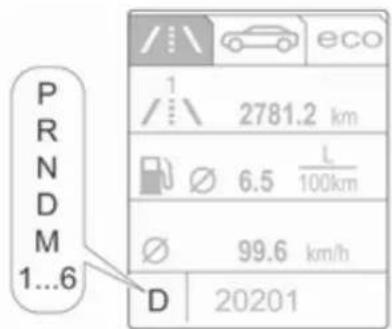 PRNDM 1...6 D 20201 1 2781.2 km Ø 6.5 L/100km Ø 99.6 km/h eco