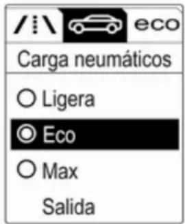 /!\ eco Carga neumáticos ○ Ligera ◎ Eco ○ Max Salida