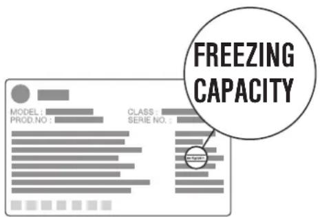 MODEL : PROD.NO : CLASS : SERIE NO. : FREEZING CAPACITY