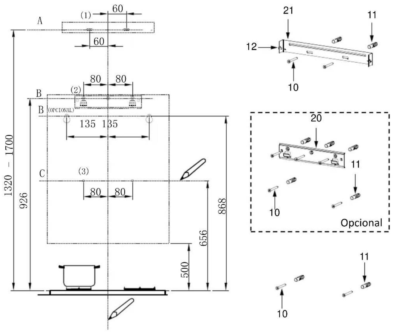 Infiniton CMPTRAL-BLC63 - PARED DE PERFORACIÓN Y SOPORTE DE FIJACIÓN - 1