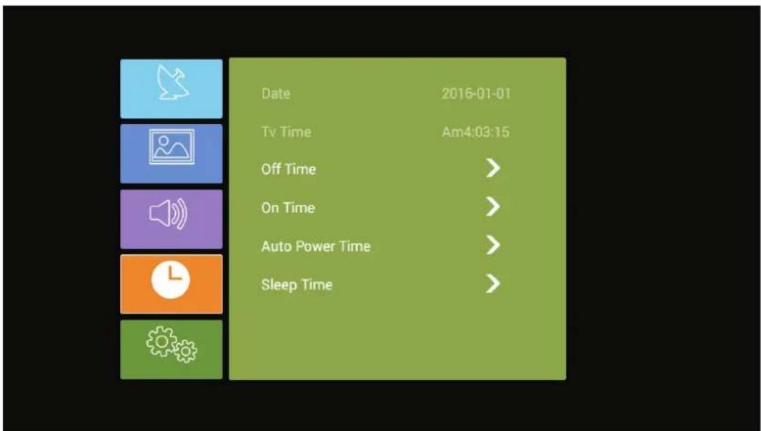 Date 2016-01-01 Tv Time Am4:03:15 Off Time > On Time > Auto Power Time > Sleep Time >