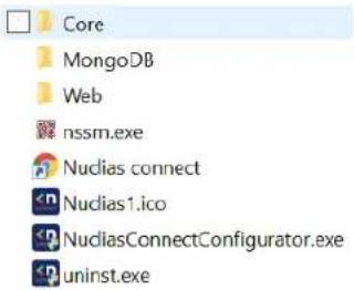 Core MongoDB Web nssm.exe Nudias connect Nudias1.ico NudiasConnectConfigurator.exe uninst.exe