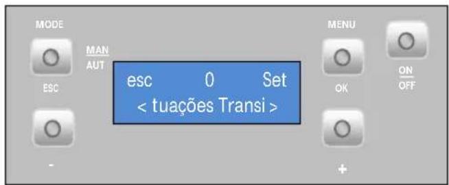 MODE MAN AUT ESC esc 0 Set < tuações Transi > MENU OK ON OFF +