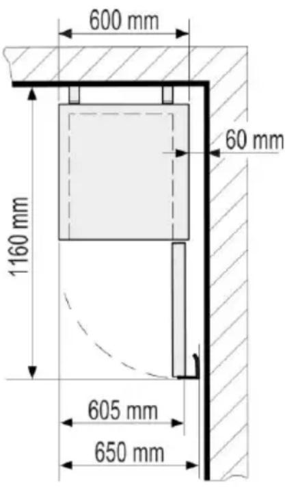 600 mm 1160 mm 60 mm 605 mm 650 mm