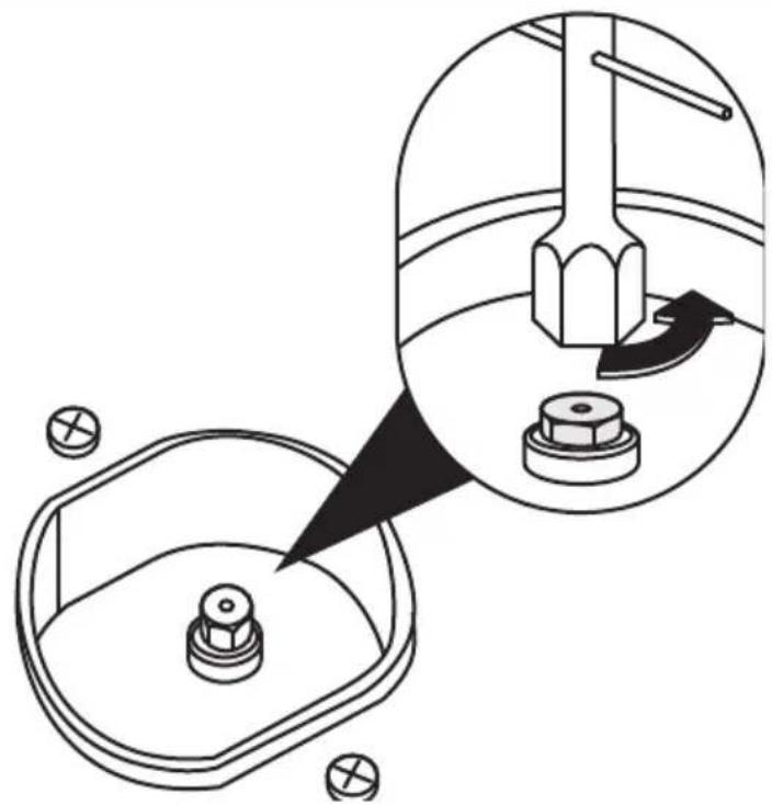 Technical diagram showing a mechanical assembly with a central component and a magnified inset view (no text or labels).