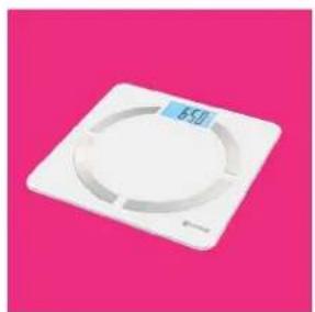 White digital kitchen scale with a digital display showing 650, set against a solid pink background (no text or symbols on the scale itself)