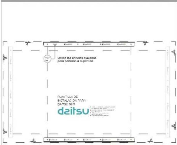Utilice los artículos ovaladas para perforar la superficie PLANTILLA DE INSTALACIÓN PARA DAITSU DHTI deitsu