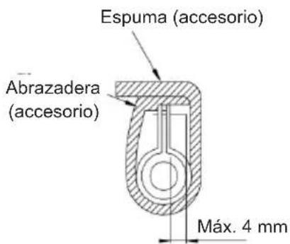 Espuma (accesorio) Abrazadera (accesorio) Máx. 4 mm
