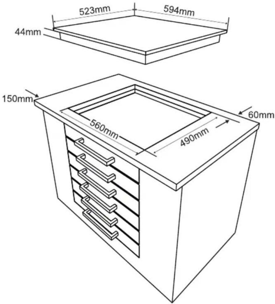 523mm 594mm 44mm 150mm 560mm 490mm 60mm
