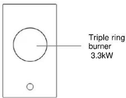 Triple ring burner 3.3kW