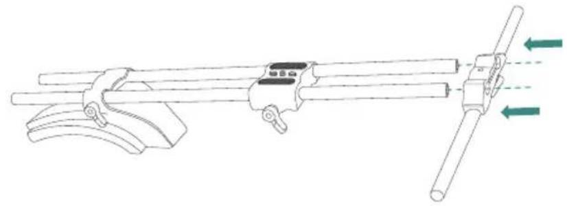 Technical line drawing of a mechanical device with lever and shaft assembly (no text or symbols)