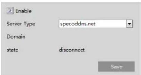 Enable Server Type specoddns.net Domain state disconnect Save