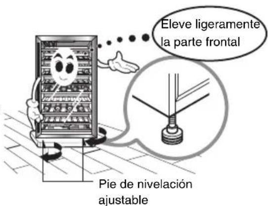 Eleve ligeramente la parte frontal Pie de nivelación ajustable