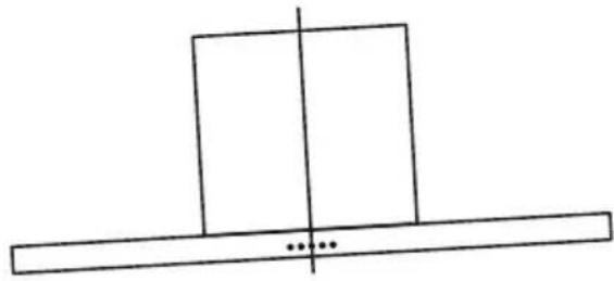 Simple line drawing of a rectangular block resting on a horizontal bar with a vertical centerline (no text or symbols)