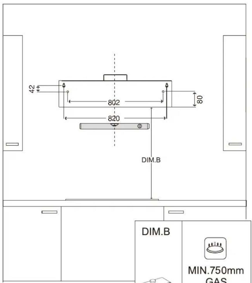 42 802 820 DIM.B DIM.B MIN.750mm GAS
