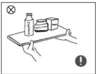 Illustration showing hands holding a tray with labeled items including 'Egggma' and a warning symbol