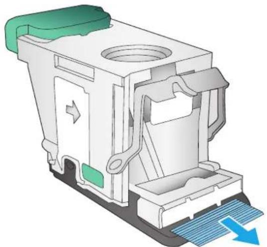 HP Color LaserJet Enterprise M680 - Eliminación de atascos de grapas en el accesorio de buzón grapadora - 2