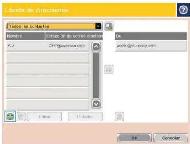 HP Color LaserJet Enterprise M680 - Agregar contactos a la libreta de direcciones desde el panel de control del producto - 4