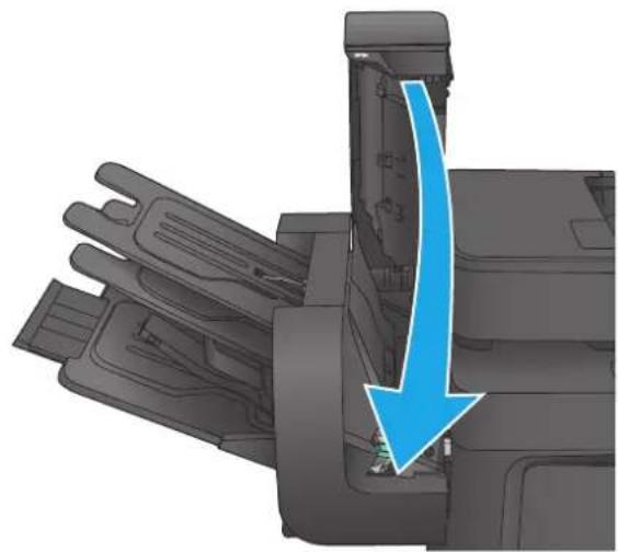 HP Color LaserJet Enterprise M680 - Eliminación de atascos en el accesorio de buzón grapadora - 4