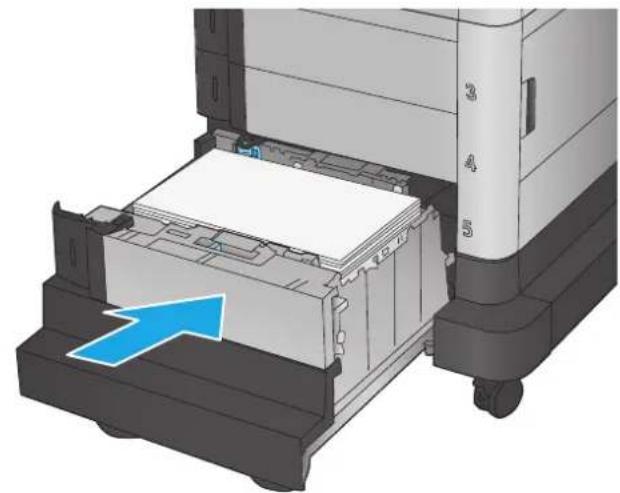 HP Color LaserJet Enterprise M680 - Eliminación de atascos en la bandeja de alta capacidad para 1.500 hojas y la puerta inferior izquierda - 3