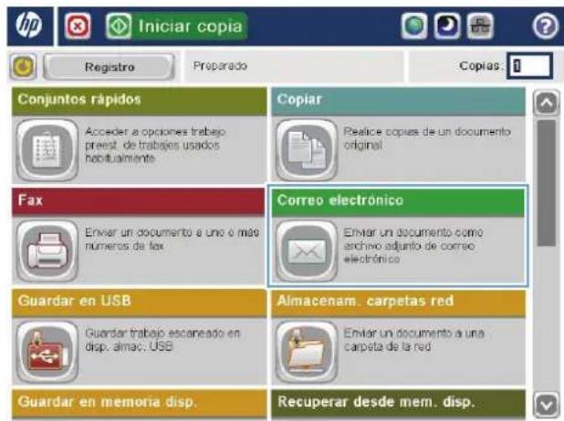 HP Color LaserJet Enterprise M680 - Envío de un correo electrónico utilizando la libreta de direcciones - 1
