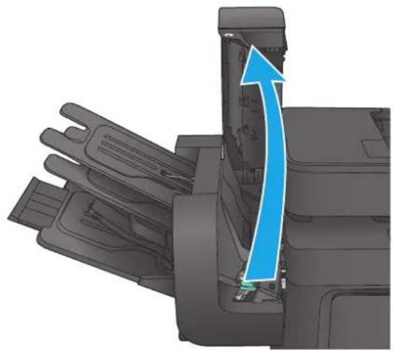 HP Color LaserJet Enterprise M680 - Eliminación de atascos en el accesorio de buzón grapadora - 2