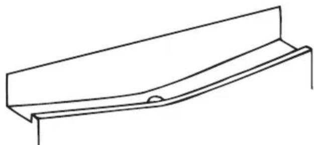 Simple line drawing of a structural beam or support with a notch (no text or symbols)