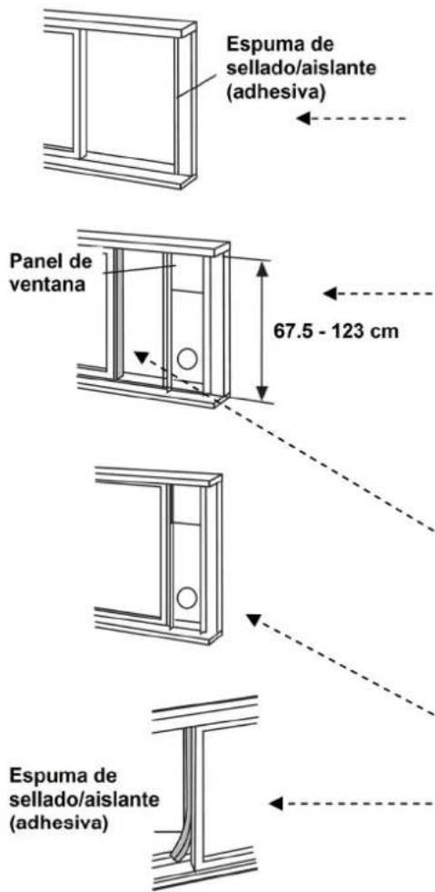Espuma de sellado/aislante (adhesiva) Panel de ventana 67.5 - 123 cm Espuma de sellado/aislante (adhesiva)