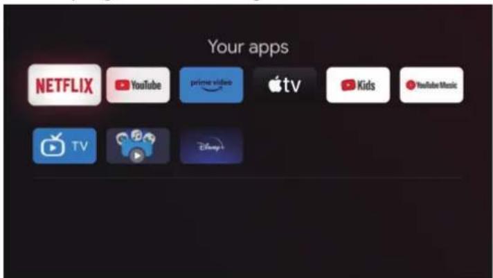 Your apps NETFLIX YouTube prime video Apple TV Kids YouTube Music TV Disney+