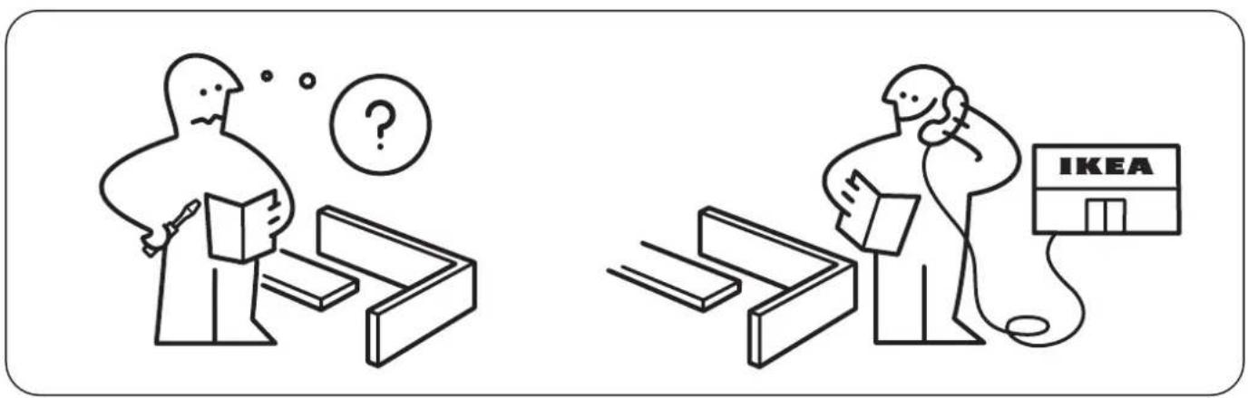 Illustration showing two scenes: one with a person thinking and another with a person holding a book labeled 'IKEA' connected to an IKEA store.