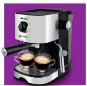 Exterior view of a modern espresso machine with two cups on the side (no visible text or symbols)
