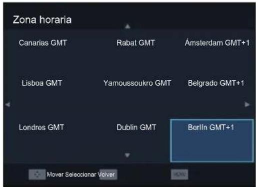Zona horaria Canarias GMT Rabal GMT Amsterdam GMT+1 Lisboa GMT Yamoussoukro GMT Belgrado GMT+1 Londres GMT Dublin GMT Berlin GMT+1 Mover Seleccionar Volver