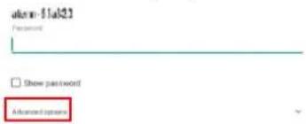akam-11a123 Password Show password Advanced options