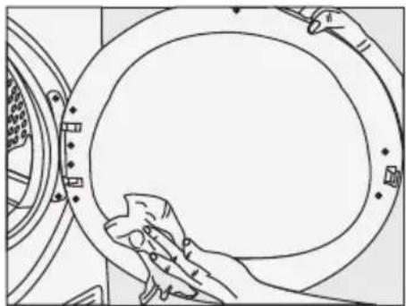 BEKO B3T43239 - Filtre de scame (filtre interne și externe) / Curățarea suprafeței interioare a ușii de încărcare - 7