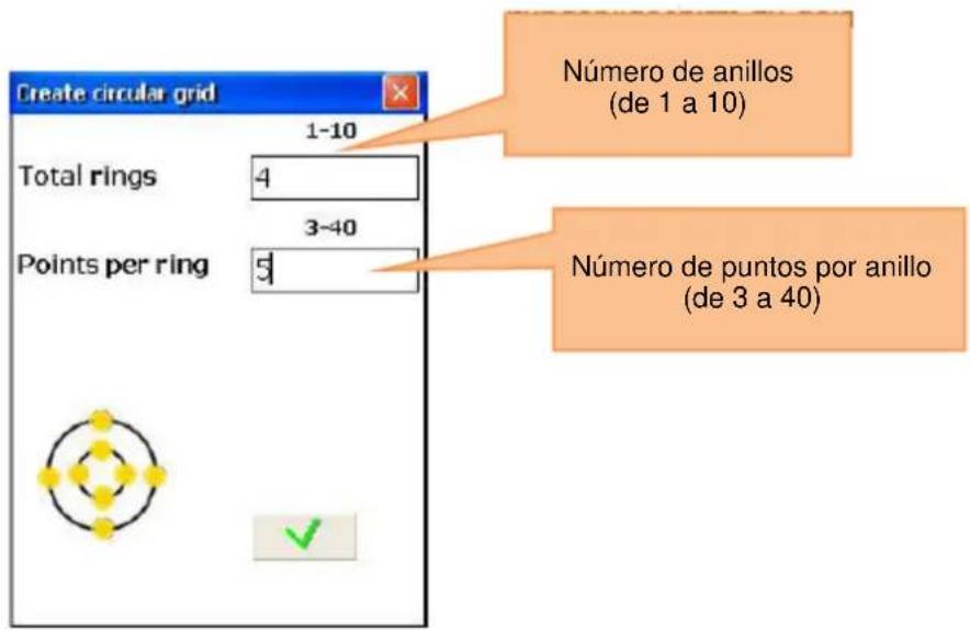 Create circular grid 1-10 Número de anillos (de 1 a 10) Total rings 4 3-40 Points per ring 5 Número de puntos por anillo (de 3 a 40)