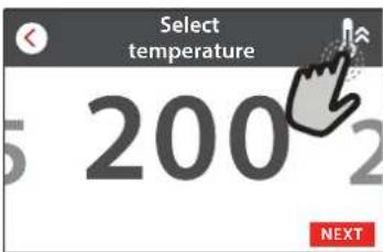 Select temperature: 5 200 2 NEXT