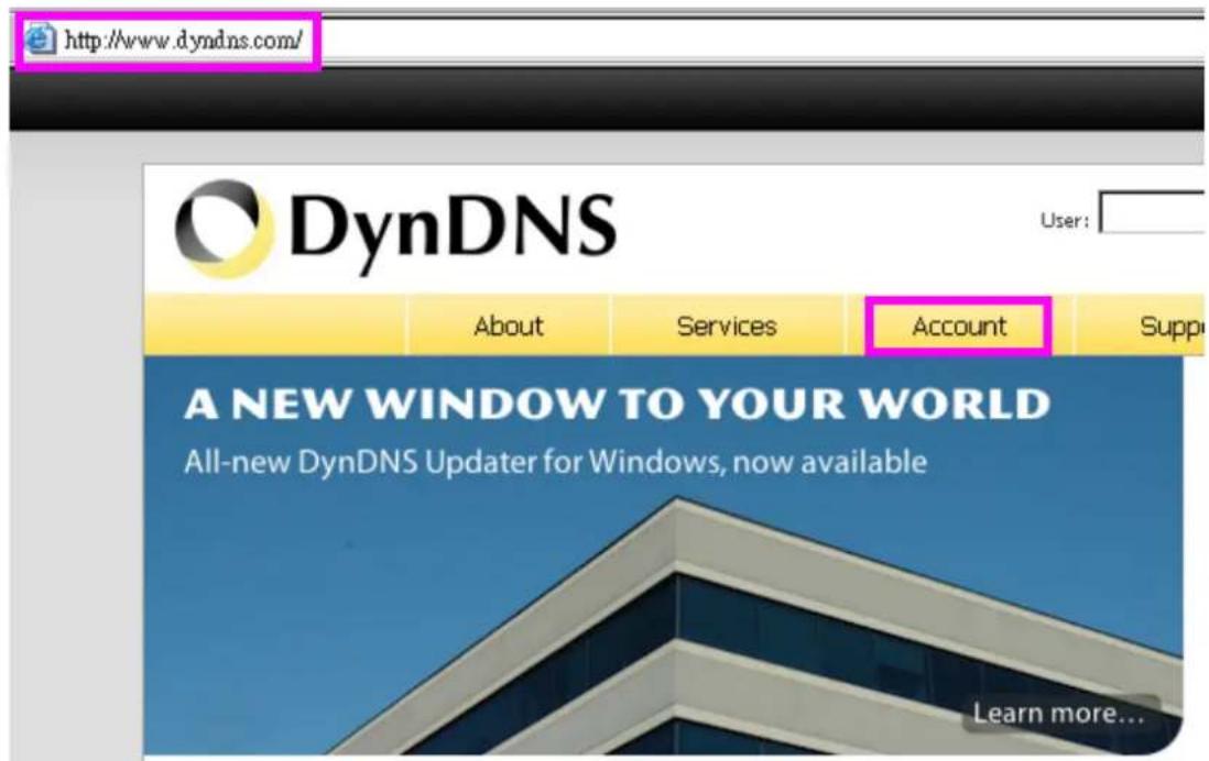 http://www.dyndns.com/ DynDNS User: About Services Account Suppl A NEW WINDOW TO YOUR WORLD All-new DynDNS Updater for Windows, now available Learn more...