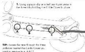 1. Using a particle tip or a ball sheet into a hole in the three bodies holding the Cable Cover in place A B C TIPS: Access the mode through the frame. pulse tube is formed that the Cable Cover is ward to remove it in A,B,C