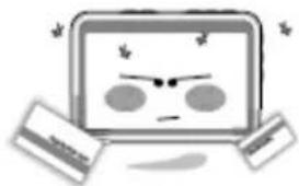 Cartoon illustration of a computer monitor with angry faces and documents, no text or symbols present