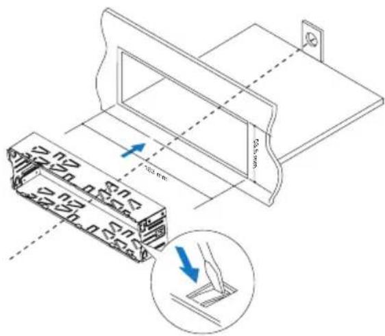 Technical diagram showing a mechanical assembly with dimension annotations and a magnified view of a component detail.