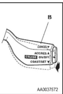 B CANCEL ACC/RES A CRUISE ON/OFF COAST/SET V AA0037572